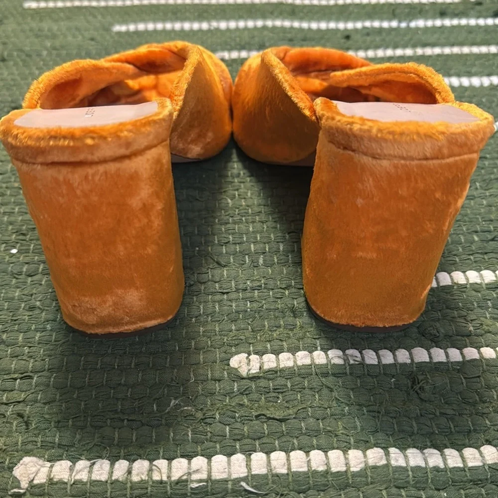 Loeffler Randall Laurel Velvet Twist Mules in Tangerine - Picture 7 of 9